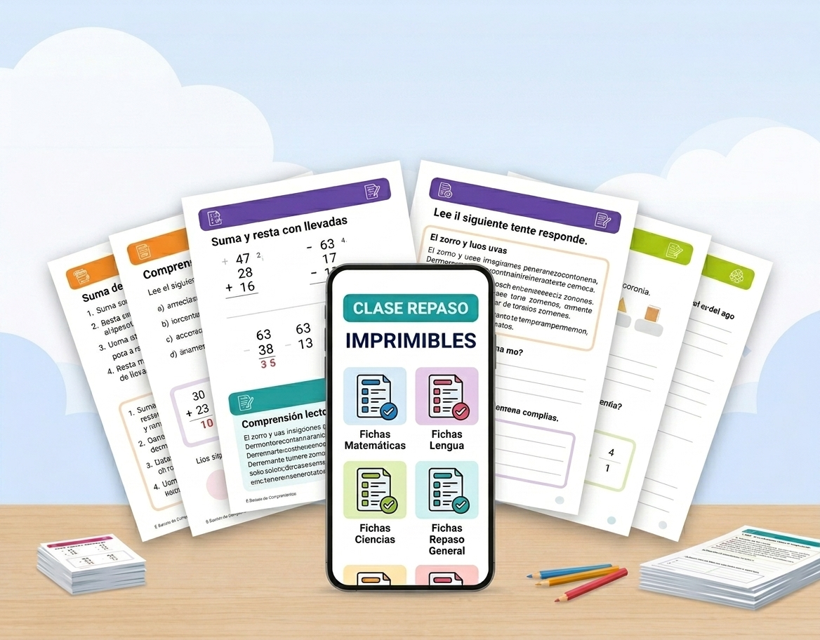 Mockup del bono 02: Pack de Fichas Imprimibles de Repaso